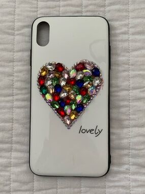 White 'lovely' Jeweled Heart Phone Case
IPhone X or IPhone 10